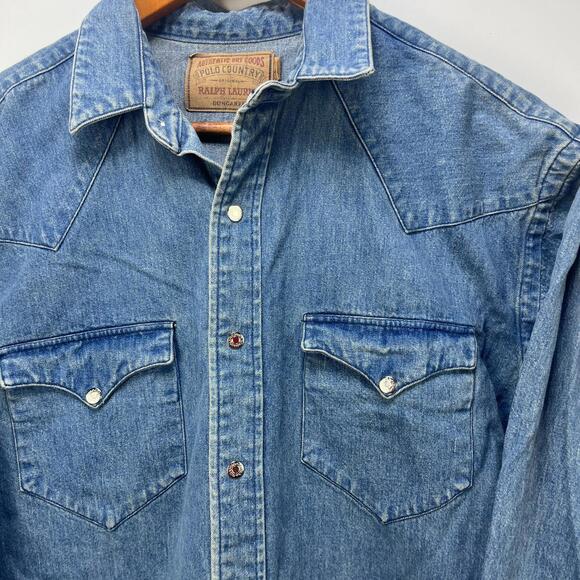 Vintage Polo Ralph Lauren Country Denim Snap Button Up Shirt - Picture 3 of 15